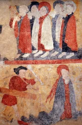 Loire Atlantique N* 079 - St-Sulpice des Landes - Kyrka känd som "Gamla stan" - Väggmålning från 1400-talet